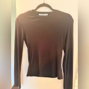 NA-KD Women's Black Long Sleeve Ribbed Top